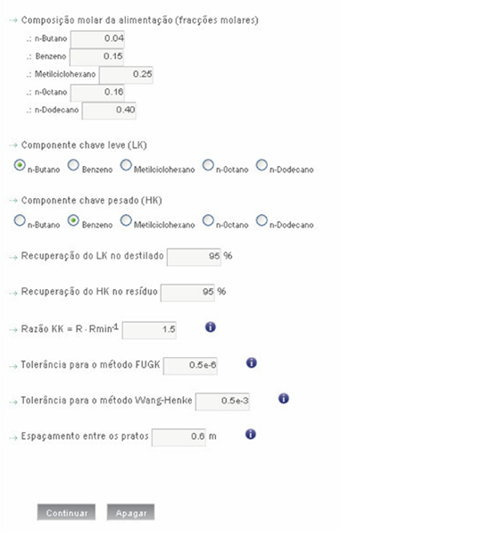 Figura 10: Imagem da segunda parte do formulário de introdução de dados no simulador.